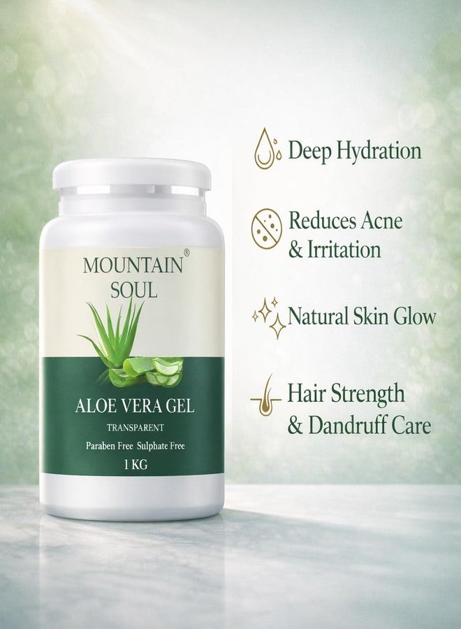 MOUNTAIN SOUL جل الصبار النقي من ماونتن سول للوجه والبشرة والشعر (1 كجم - عبوتان) - عضوي 100%، غير لزج وخالٍ من البارابين - عناية فائقة ببشرة متألقة للرجال والنساء - Image 4