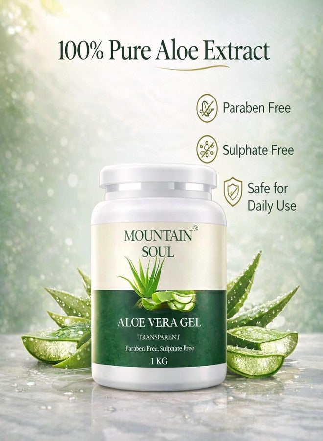 MOUNTAIN SOUL جل الصبار النقي من ماونتن سول للوجه والبشرة والشعر (1 كجم - عبوتان) - عضوي 100%، غير لزج وخالٍ من البارابين - عناية فائقة ببشرة متألقة للرجال والنساء - Image 2