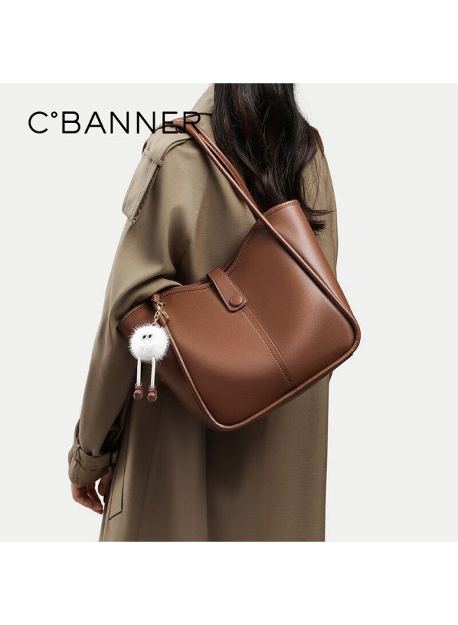 C.banner Leather Handbag, Women's Shoulder Tote Bag, Large Capacity Underarm Bag, Light Luxury Birthday New Year Gift For Women And Girlfriends - Image 1