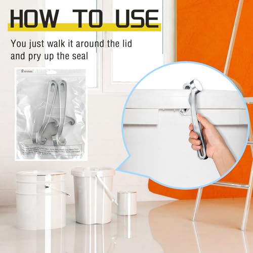 Romooa 2 Pieces Bucket Opener 5 Gallon, Silver Aluminum Paint Pail Buckets Lid Opener Wrench Metal Can Lid Remover Tool for Home Industrial Use - Image 5