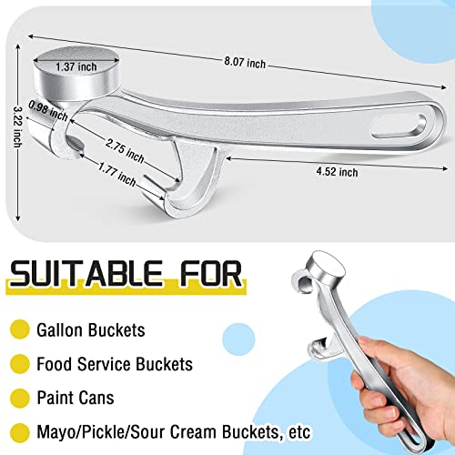 Romooa 2 Pieces Bucket Opener 5 Gallon, Silver Aluminum Paint Pail Buckets Lid Opener Wrench Metal Can Lid Remover Tool for Home Industrial Use - Image 2