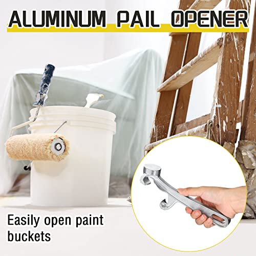 Romooa 2 Pieces Bucket Opener 5 Gallon, Silver Aluminum Paint Pail Buckets Lid Opener Wrench Metal Can Lid Remover Tool for Home Industrial Use - Image 3