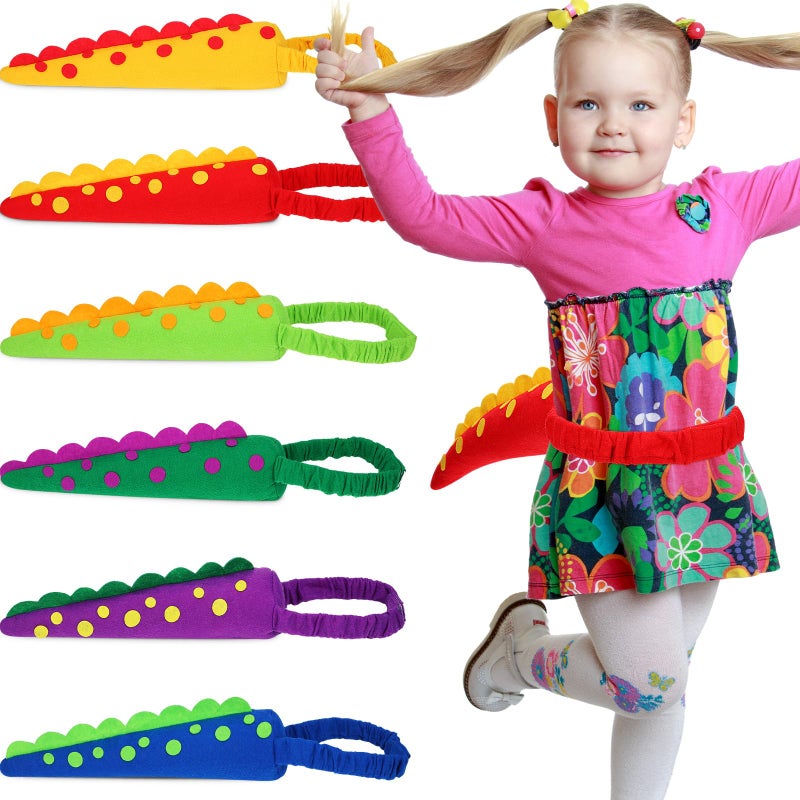 Poen 6 Pcs Dinosaur Tails for Kids Dinosaur Costume Party Favors for Toddlers Girls Boys Dress up Theme Party - Image 3