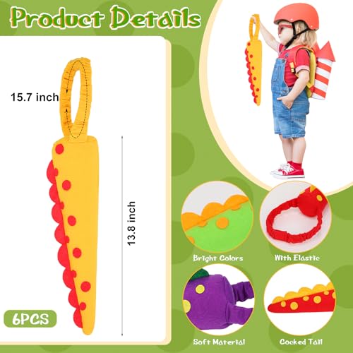 Poen 6 Pcs Dinosaur Tails for Kids Dinosaur Costume Party Favors for Toddlers Girls Boys Dress up Theme Party - Image 5
