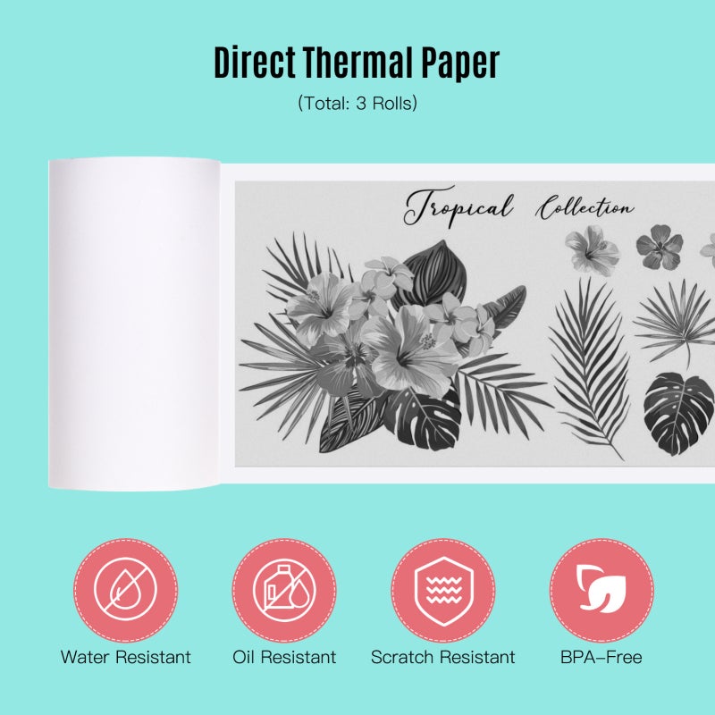 Thermal Paper Roll: 57x30mm White Thermal Paper - 3 Roll Set 10-Year Storage, Water Oil Proof, Clear Print for Pocket Thermal Printers, Receipt & Photo Printing - Image 5