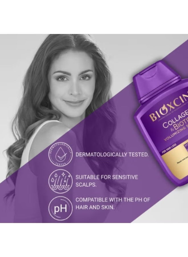 BIOXCIN Collagen & Biotin Volumizing Shampoo (300ml + 100ml) for Thin and Weak Hair, Sulfate-Free Hair Thickening Care - Image 4