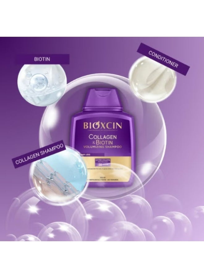 BIOXCIN Collagen & Biotin Volumizing Shampoo (300ml + 100ml) for Thin and Weak Hair, Sulfate-Free Hair Thickening Care - Image 3