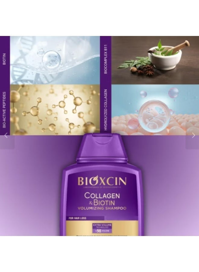 BIOXCIN Collagen & Biotin Volumizing Shampoo (300ml + 100ml) for Thin and Weak Hair, Sulfate-Free Hair Thickening Care - Image 2