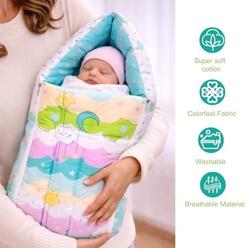 Fareto Combo of Baby Bed with Net | Carry Bag | 4 Pcs Bedding Set (0-6 Months, Baby Size, Cotton) (Pista NEW Star) - Image 4