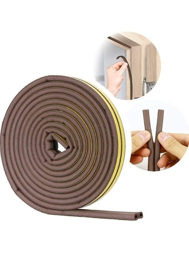 فالمر مانع تسرب للباب على شكل حرف D، شريط مطاطي عازل للطقس، عازل للصوت والضوضاء لباب السيارة والشاحنة ذاتي اللصق (3 متر بني) - Image 2