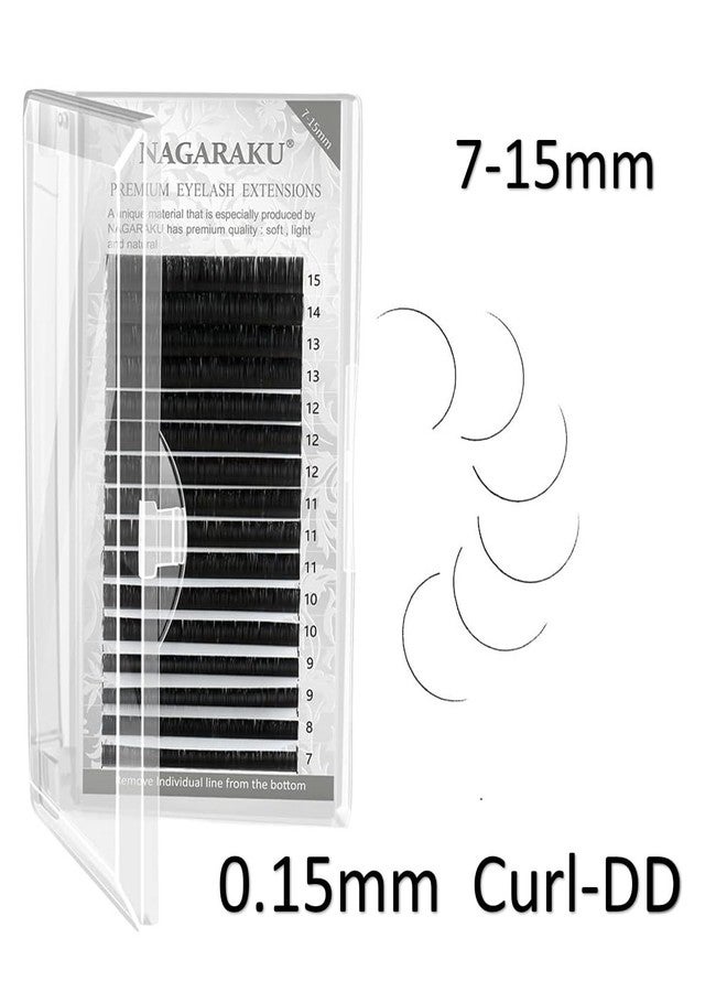 NAGARAKU Matte Black Eyelash Extensions Individual Lashes 7-15mm Mix Length Synthetics Classic Lashes 16 rows Matte Tray Soft Natural Lash Extensions (0.15mm, Curl-DD) - Image 2