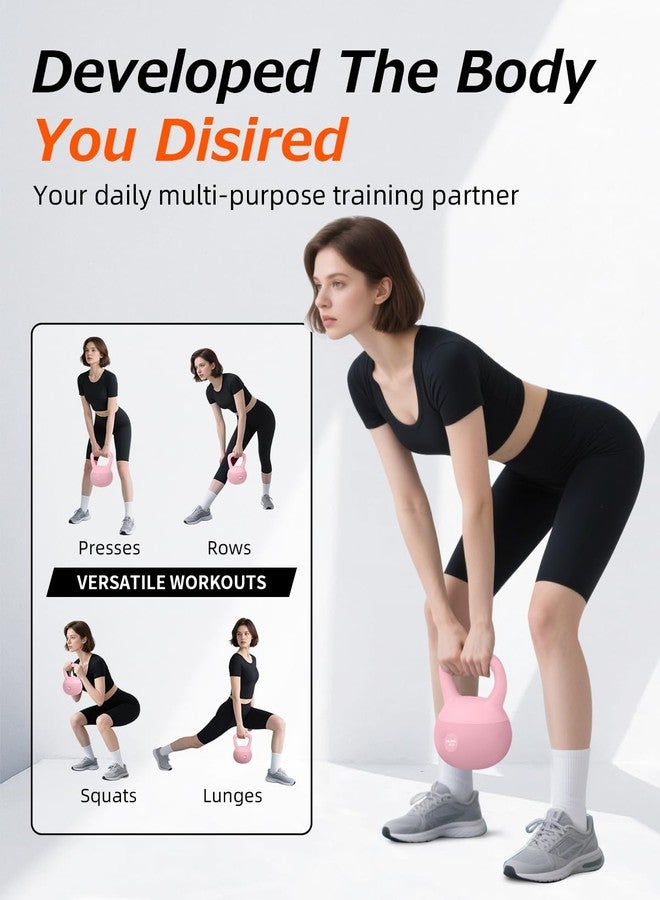 DILANL Soft Kettlebell, Safe Strength Training Kettle bell, Cushioned Impact-Resistant Base and Anti-Slip Grip Weight, Kettlebells Set for Home Workouts and Men/Women/ Beginners,With Non-slip Gloves (Pink - Image 5