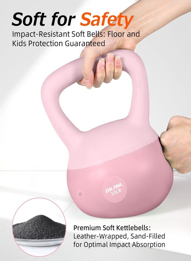 DILANL Soft Kettlebell, Safe Strength Training Kettle bell, Cushioned Impact-Resistant Base and Anti-Slip Grip Weight, Kettlebells Set for Home Workouts and Men/Women/ Beginners,With Non-slip Gloves (Pink - Image 2