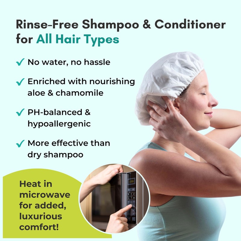 Nurture Valley No Water Rinse Free Shampoo Cap by Nurture | Microwavable Hair Washing & Conditioning Shower Caps | Waterless Bathing | Disposable & Hypoallergenic for Adults, Bedridden & Elderly - Image 4