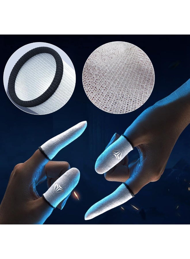 MJZ 4 pcs Fiber Finger Sleeves for Gaming, Anti Sweat Gaming Thumb Sleeves, Ultra-Thin & Sensitive Touch Screen Gloves for PUBG Mobile - Anti-Sweat Breathable Gloves for Phone, iPad Game - Enhanced Sensitivity & Comfort for Long Use with Storage Box, Silver - Image 3