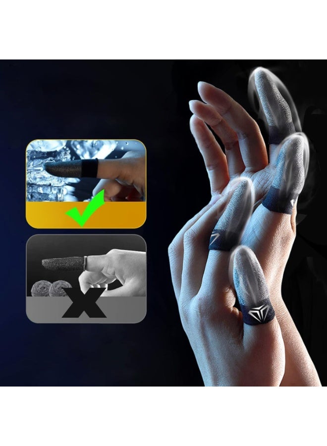 MJZ 4 pcs Fiber Finger Sleeves for Gaming, Anti Sweat Gaming Thumb Sleeves, Ultra-Thin & Sensitive Touch Screen Gloves for PUBG Mobile - Anti-Sweat Breathable Gloves for Phone, iPad Game - Enhanced Sensitivity & Comfort for Long Use with Storage Box, Silver - Image 4