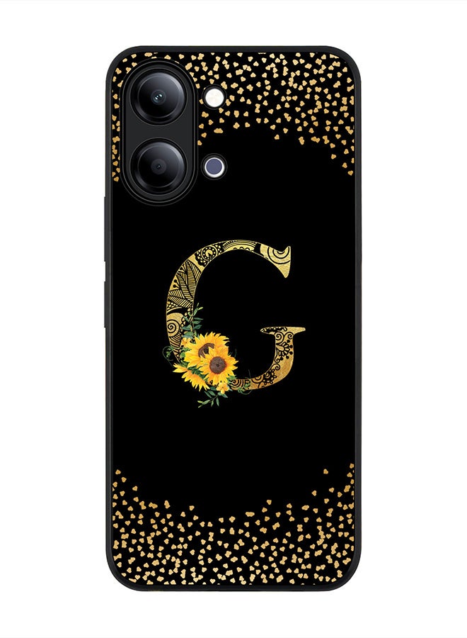 Stylizedd For vivo Y21 / Y11 Case,Slim fit Camera Protection, Shockproof Thin Phone cover  - Custom Floral Monogram - G ( Black ) - Image 1