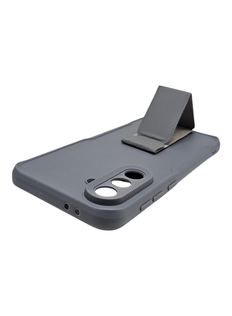 Silicone Back Cover With Holder For Samsung Galaxy A36 - Grey - Image 4
