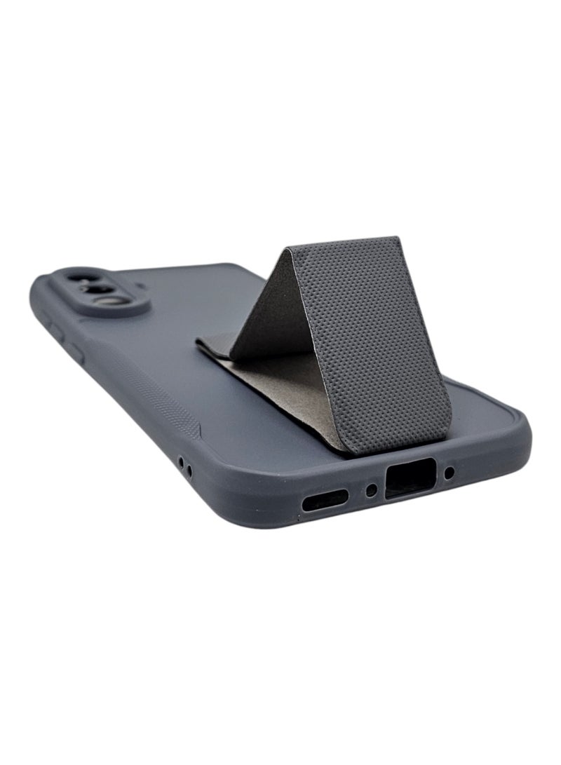 Silicone Back Cover With Holder For Samsung Galaxy A36 - Grey - Image 3