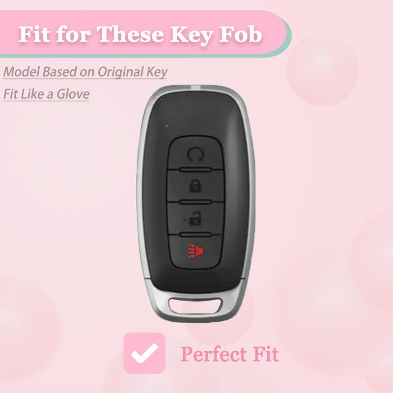 JAMCARI Key Fob Cover for Nissan - 4 Buttons Soft TPU Key Fob Case for 2023 2024 Pathfinder Rogue Versa kicks 2025 Sentra Patrol Armada Full Protection Car Key Cover with Bling Keychain (Pink) - Image 2