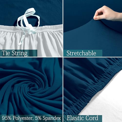 VORHANG Plain Sofa Cover | Highly Elastic Cover | Stretchable Universal Sofa Slipcover for Dining Drawing Room | Washable | Three Seater Sofa Cover | Dark Blue - Image 2