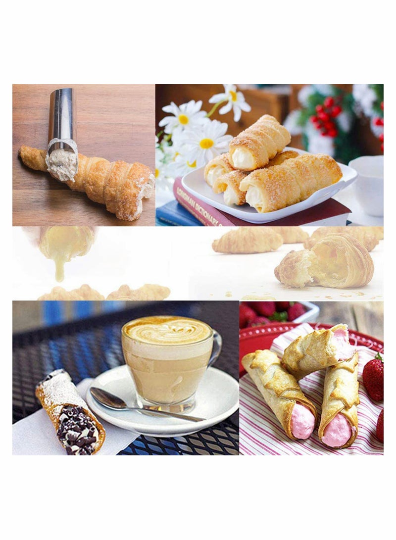 Stainless Steel Cream Horn Molds Set - 12 Pieces Conical and Tubular Shaped Cannoli Lady Lock Pastry Roll Shell, Ideal for Ice Cream Puff Waffle Croissant Horns - Image 3