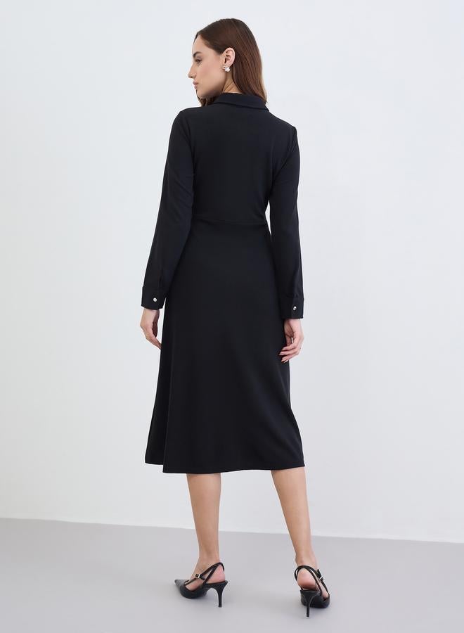 ستايلي فستان قميص ميدي بأكمام طويلة - Image 4