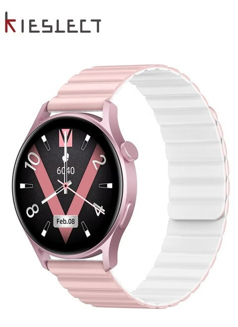 Lora 2 Calling Watch Lady Smart watch With 1.3" AMOLED Touch Screen/24H Heart Rate & SPO2 & Sleep Monitor/Smart watch Women/Double Straps(Pink)