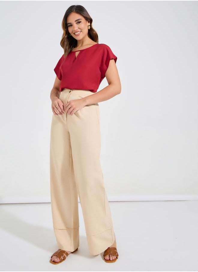 Styli - Solid Regular Fit Top with Keyhole Neck - Image 1