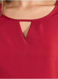 Styli بلوزة سادة بقصّة عادية مع فتحة رقبة  - Image 4