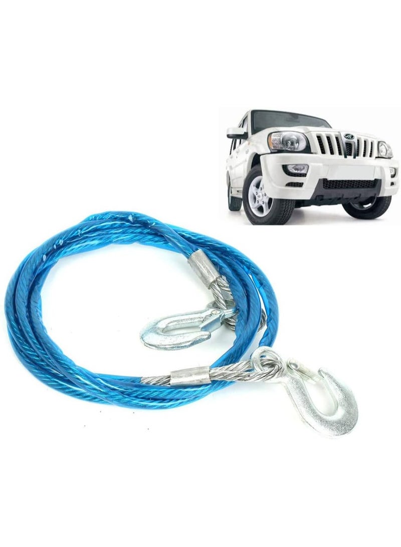 Heavy-Duty Tow Rope 4m – 5 Ton Steel Wire Cable with Safety Hook – Car Emergency Towing Rope – 10mm Thickness, High Strength, Secure Lock Hook, Anti-Scratch Coating - Image 1