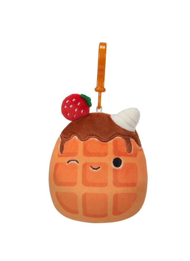 Squishmallows Little Plush 3.5 inch Clip-On Weaver Waffle with Strawberry and Whipped Cream Officially Licensed Kellytoy Plush Toy Colorful Soft Gift for Kids Girls & Boys Washable Squishy Stuff Toy Multicolor All Age  - Image 5
