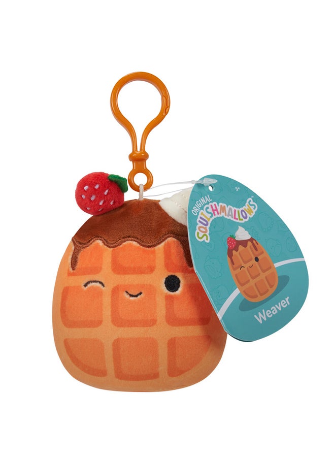Squishmallows Little Plush 3.5 inch Clip-On Weaver Waffle with Strawberry and Whipped Cream Officially Licensed Kellytoy Plush Toy Colorful Soft Gift for Kids Girls & Boys Washable Squishy Stuff Toy Multicolor All Age  - Image 1
