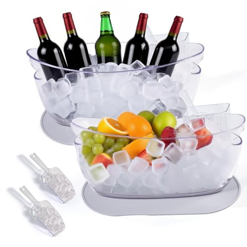 SRRUI Ice Bucket，Upgraded Beverage Tub with Anti Condensation Silicone Pad and Ice Scoop Set，5.5L Ice Tub，Party Cooler，Mimosa Bar Supplies - Image 1