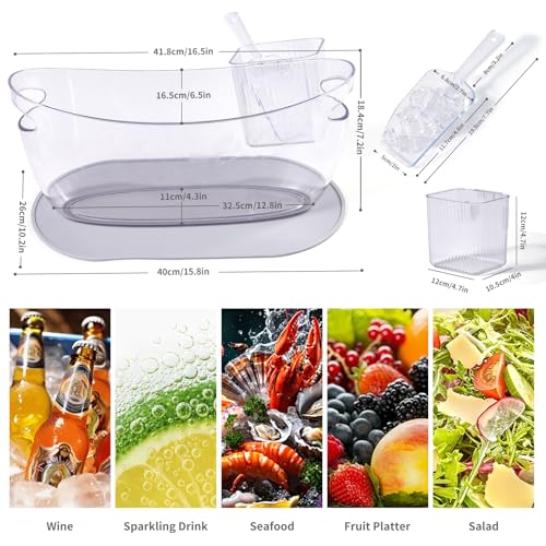 SRRUI Ice Bucket，Upgraded Beverage Tub with Anti Condensation Silicone Pad and Ice Scoop Set，5.5L Ice Tub，Party Cooler，Mimosa Bar Supplies - Image 3