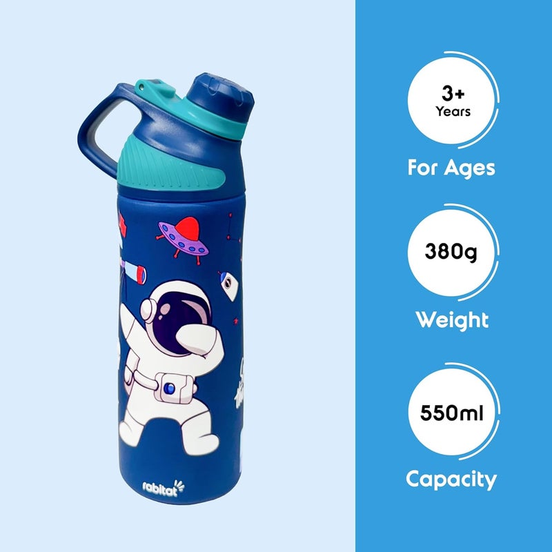 Rabitat ZYLO Vacuum Insulated Water Bottle Shyguy Blue 550ml | 2 Years Brand Warranty | Water Bottle for School Kids | Thermos Flask | Upto 24 hrs Hot and Cold Steel Water Bottle - Image 3