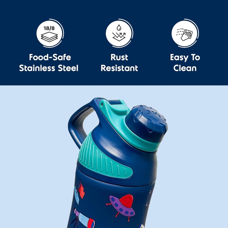 Rabitat ZYLO Vacuum Insulated Water Bottle Shyguy Blue 550ml | 2 Years Brand Warranty | Water Bottle for School Kids | Thermos Flask | Upto 24 hrs Hot and Cold Steel Water Bottle - Image 2