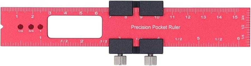 Pilipane Aluminum Alloy Woodworking Ruler 160mm with Slide Stop for Precise Marking Red Black - Image 3