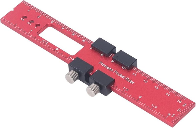 Pilipane Aluminum Alloy Woodworking Ruler 160mm with Slide Stop for Precise Marking Red Black - Image 5