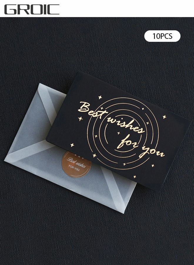 GROIC 10PCS Invitation Cards,Black and Gold Party Invitations with Envelopes,For Wedding,Bridal Shower,Baby Shower,Birthday Invitations,Party Greeting Card - Image 1