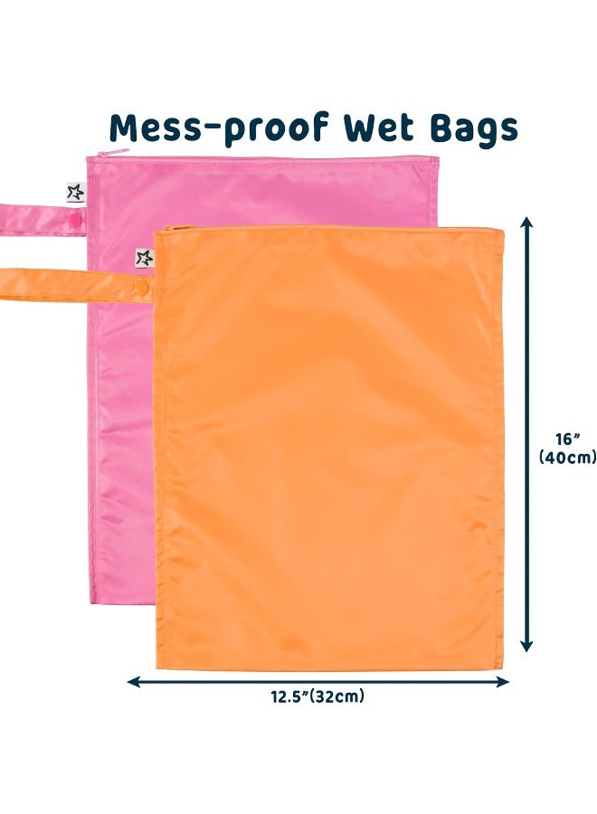 Tiny Twinkle Mess-proof Wet Bags 2 Pack Waterproof and Washable Bag for Travel storage, Stroller, Daycare, Baby Diapers, Yoga, Beach, Pool, Wet Toddler Swimsuits (Sweet Treat) - Image 2