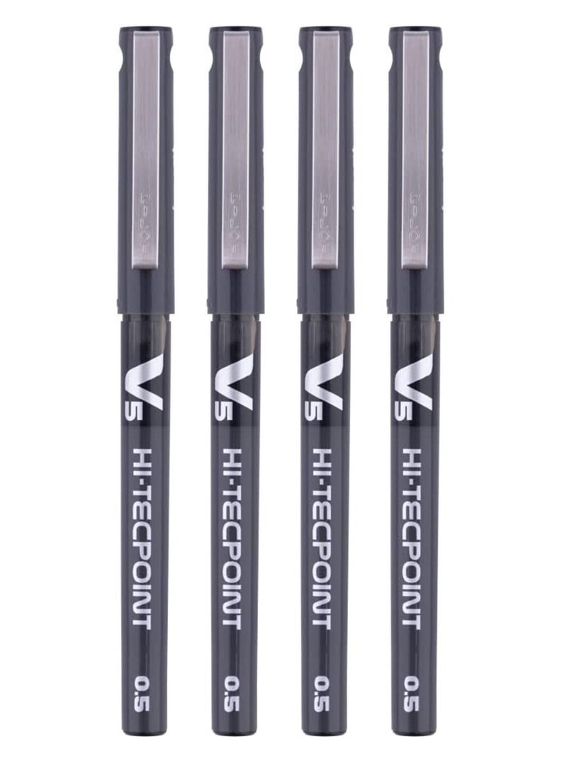 PILOT 4-Piece Hi-tecpoint V5 Fine Rollerball Pen Black Ink - Image 3