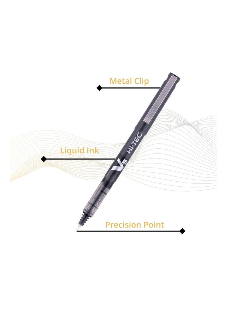 PILOT 4-Piece Hi-tecpoint V5 Fine Rollerball Pen Black Ink - Image 1