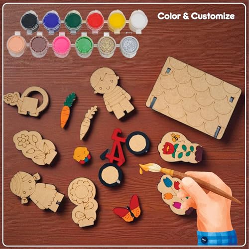 Funvention My Little House - DIY Dollhouse Roleplay & Coloring Activity with Cottage, Picnic Table, Garden, Bed, Boy & Girl Characters & Pet | Educational DIY Craft Activity Gift for Boys & Girls - Image 2