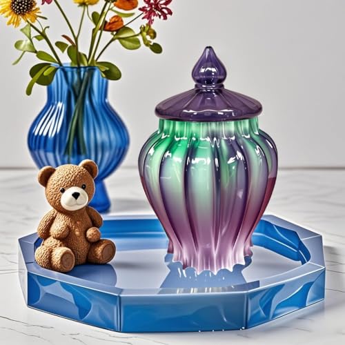 SHOSKY Jar Resin Mold with Lid Candle Holder Molds Jewelry Storage Box Silicone Mold for Resin DIY Molds for Jar Storage Bottle Jewelry Candy Container Flower Pot Home Decoration Gifts - Image 3