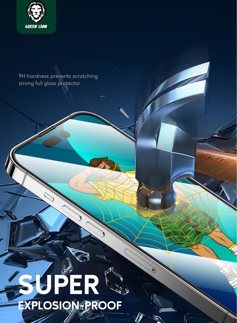 GREEN LION iPhone 14 Glass 3D Silicone Plus High Definition Edge Screen Protector 6.1 inch / Super Anti-Scratch / High Quality Tempered Glass / Secure Explosion-Proof Function / High Transparency / 9H Hardness - Clear - Image 4