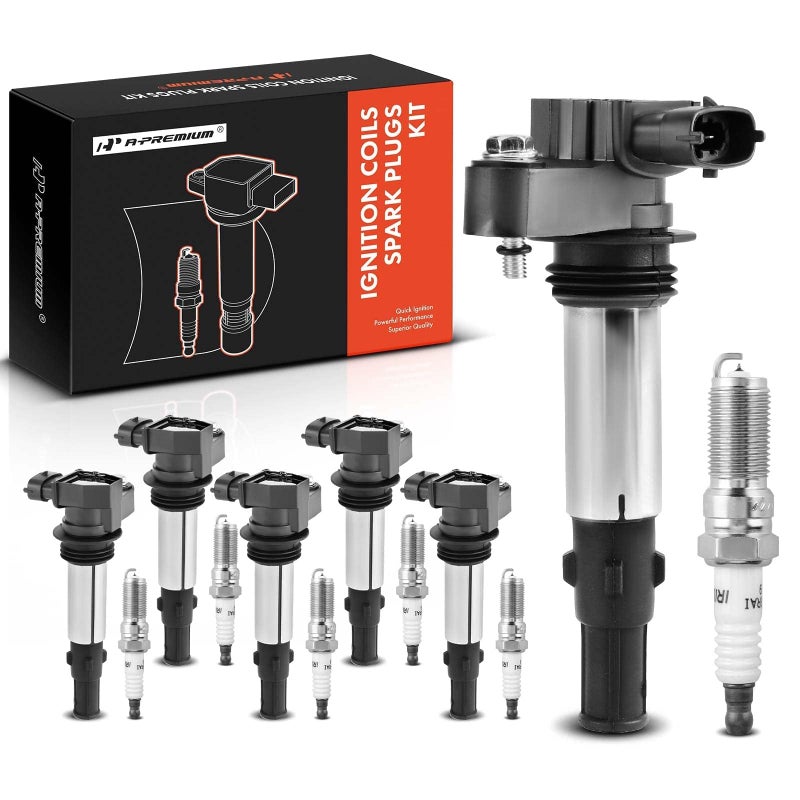 A-Premium APremium Ignition Coils and Spark Plugs Kits Compatible with Chevrolet Traverse 2009 GMC Acadia 2009 Buick LaCrosseAllure 20052008 Enclave 2009 Cadillac CTS 20042009 SRX STS 6PC Set