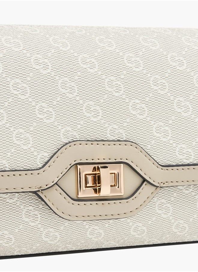 Celeste Women Monogram Print Crossbody Bag with Flap Closure  - Image 4