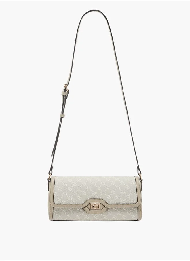 سيليست Women Monogram Print Crossbody Bag with Flap Closure