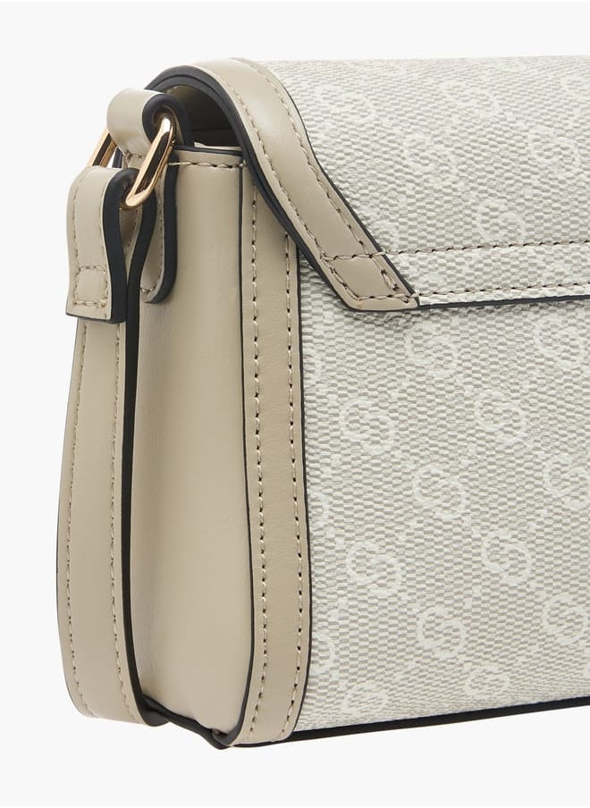 Celeste Women Monogram Print Crossbody Bag with Flap Closure  - Image 5